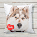 Persoonlijke foto van foto's van foto's geeft Hond Kussen<br><div class="desc">Viel je beste vriend met een persoonlijke Pet Pillow. De naam zal in een prachtig waterverf hart worden getoond. Pas met uw eigen foto, en naam aan. Zie 'personaliseer deze sjabloon' om foto en naam te wijzigen en 'Aanpassen' voor meer aangepaste opties te zien. Dit hoopje van een huisdier is...</div>