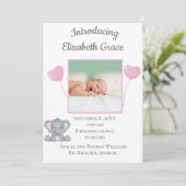 Persoonlijke foto van geboorte Stats Girl Baby Ele Aankondiging (Staand voorkant)