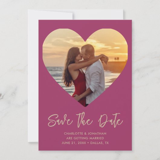 Persoonlijke foto van Heart Cutout Wedding Save The Date (Voorkant)