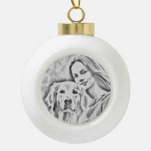 Persoonlijke foto van huisdier Hond Geliefde Aande Keramische Bal Ornament