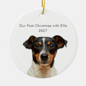 Persoonlijke foto van huisdier hond met naam Eerst Keramisch Ornament (Voorkant)