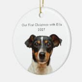 Persoonlijke foto van huisdier hond met naam Eerst Keramisch Ornament (Links)