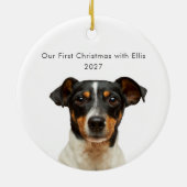 Persoonlijke foto van huisdier hond met naam Eerst Keramisch Ornament (Achterkant)