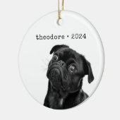 Persoonlijke foto van huisdier hondennaam kerstcad keramisch ornament (Links)