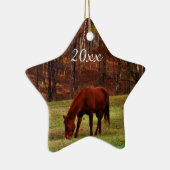 Persoonlijke foto van huisdier of paard kerstfeest keramisch ornament (Rechts)