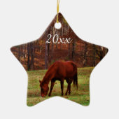 Persoonlijke foto van huisdier of paard kerstfeest keramisch ornament (Voorkant)