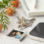 Persoonlijke foto van koppel of familie sleutelhanger (Zijkant)