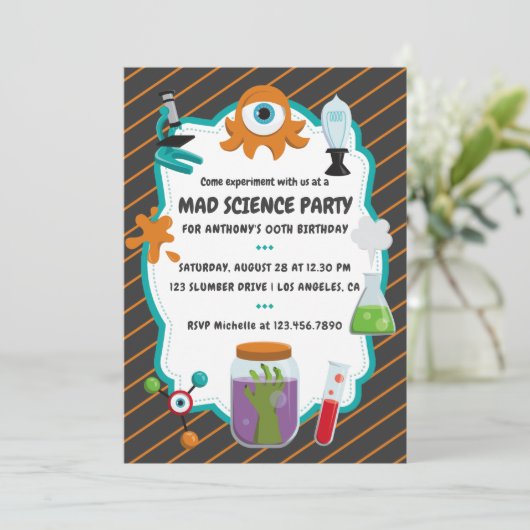 Persoonlijke foto van Mad Science Birthday Party Kaart (Staand voorkant)