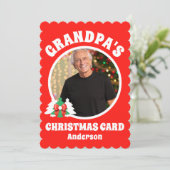 Persoonlijke foto van opa met kerst feestdagenkaart (Staand voorkant)