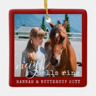 Persoonlijke foto van paarden Cute Neigh Bells Rin Keramisch Ornament