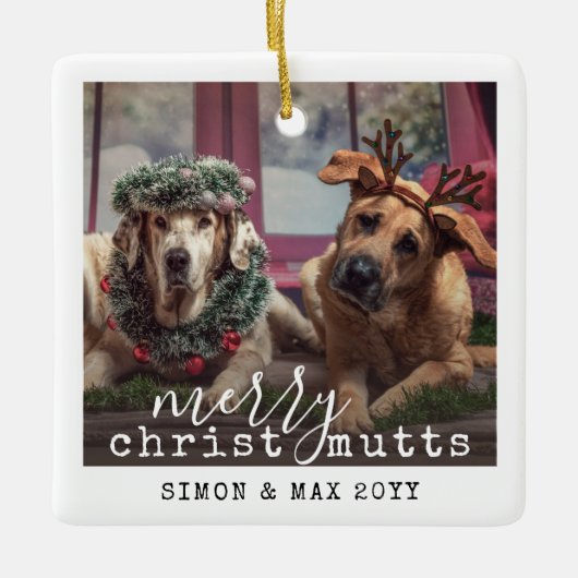 Persoonlijke foto van Pet Dogs Funny Kersti Cerami Keramisch Ornament (Voorkant)