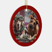 Persoonlijke foto van Pet Dogs Funny Kerstmis Keramisch Ornament (Rechts)