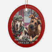 Persoonlijke foto van Pet Dogs Funny Kerstmis Keramisch Ornament (Links)