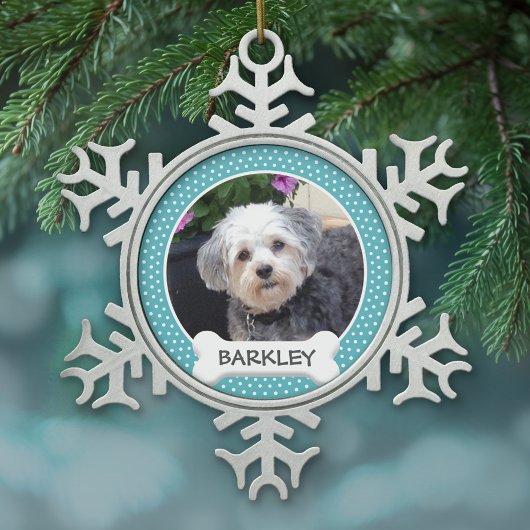 Persoonlijke foto van Pet met honden Tin Sneeuwvlok Ornament