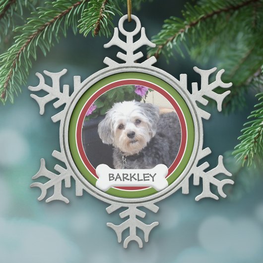 Persoonlijke foto van Pet met honden Tin Sneeuwvlok Ornament