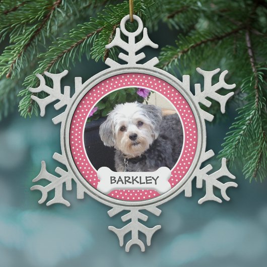 Persoonlijke foto van Pet met honden Tin Sneeuwvlok Ornament