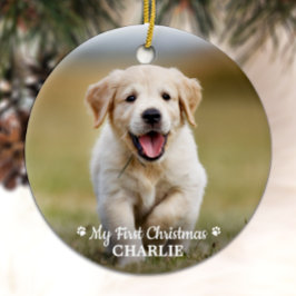 Persoonlijke foto van Pet Puppy Dog Eerste Kerstmi Keramisch Ornament