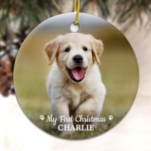 Persoonlijke foto van Pet Puppy Dog Eerste Kerstmi Keramisch Ornament