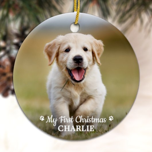 Persoonlijke foto van Pet Puppy Dog Eerste Kerstmi Keramisch Ornament