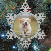 Persoonlijke foto van Pet Puppy Dog Eerste Kerstmi Tin Sneeuwvlok Ornament