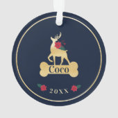 Persoonlijke foto van Red Holly Play Reindeer Pet Ornament (achterkant)