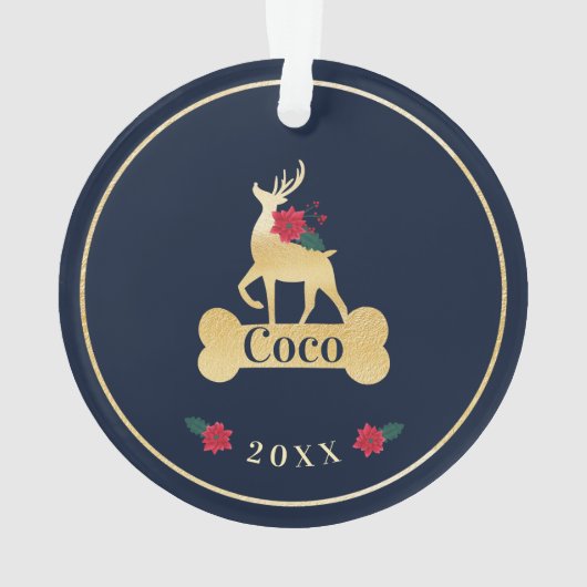 Persoonlijke foto van Red Holly Play Reindeer Pet Ornament (achterkant)