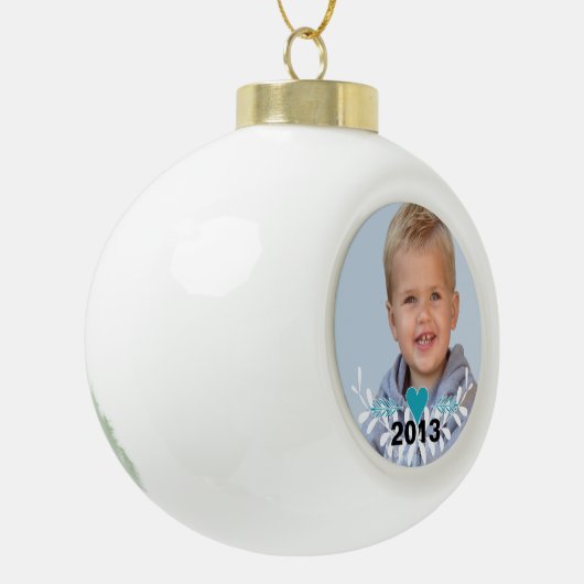 Persoonlijke foto van Retro Garland Child Foto Keramische Bal Ornament (Links)