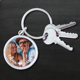 Persoonlijke foto van stel met liefdeshart sleutelhanger