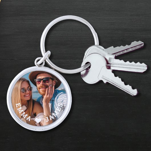 Persoonlijke foto van stel met liefdeshart sleutelhanger