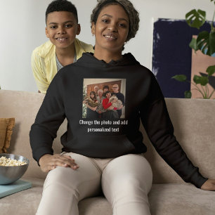 Persoonlijke foto van zwarte witte kat moeder fami hoodie