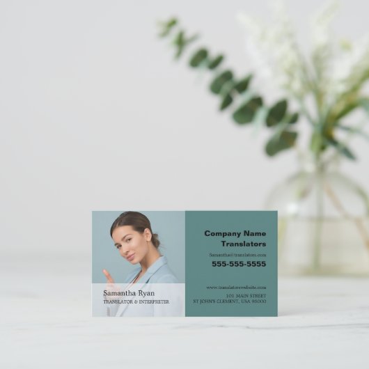 Persoonlijke foto, vertaler en tolk visitekaartje (Staand voorkant)