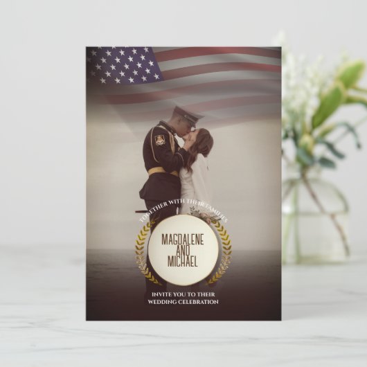 Persoonlijke foto | Vlag VS | Laurel verlaat bruil Kaart (Staand voorkant)