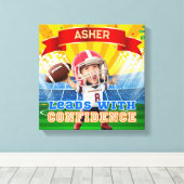 Persoonlijke Foto Voetbal Rood Quarterback Canvas Afdruk (Insitu (Houten vloer))