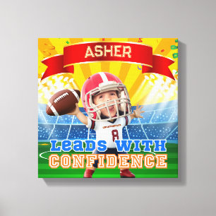 Persoonlijke Foto Voetbal Rood Quarterback Canvas Afdruk