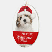 Persoonlijke foto voor eerste kerstmis keramisch ornament (Links)