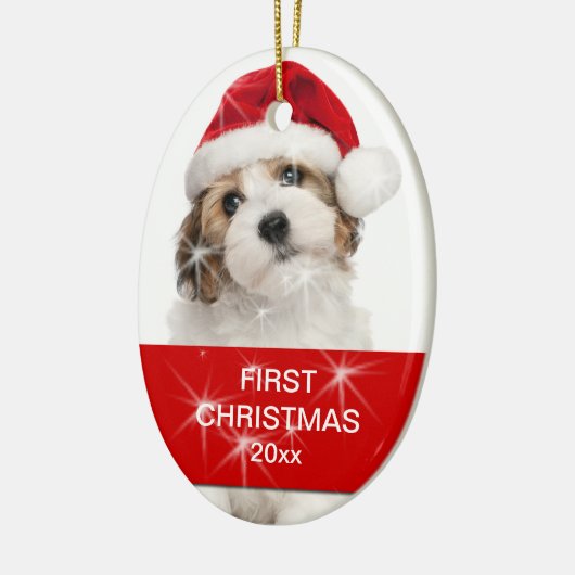 Persoonlijke foto voor eerste kerstmis keramisch ornament (Links)