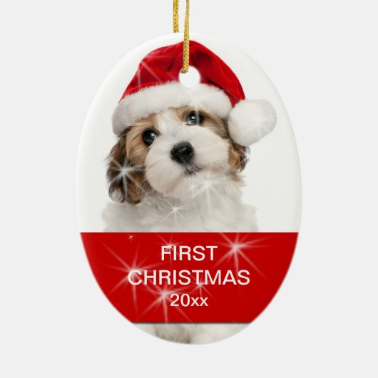 Persoonlijke foto voor eerste kerstmis keramisch ornament (Achterkant)