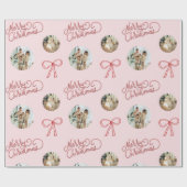 Persoonlijke foto voor prettige kerst cadeaupapier (Vlak)