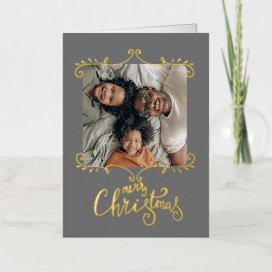 Persoonlijke foto voor prettige kerst folie feestdagenkaart
