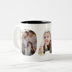 Persoonlijke foto voor Vaderdag met eigen tekst Tweekleurige Koffiemok