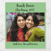 Persoonlijke foto-vrienden van Sage Forever Wijn Etiket (Enkel label)