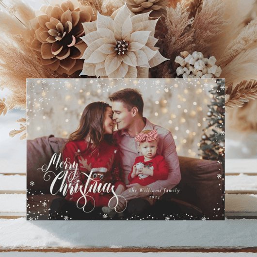 Persoonlijke foto vrolijk kerstfeest rode kerstkaa feestdagenkaart