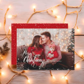 Persoonlijke foto vrolijk kerstfeest rode kerstkaa feestdagenkaart