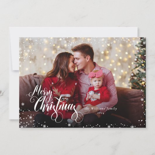 Persoonlijke foto Vrolijk Kerstgroen Vakantie Kaar Feestdagenkaart (Voorkant)