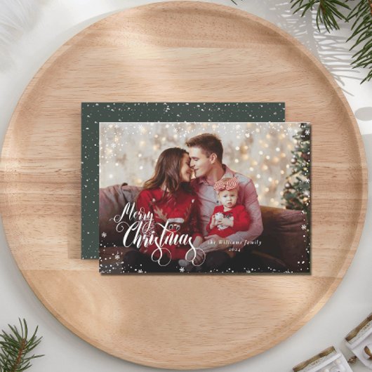 Persoonlijke foto Vrolijk Kerstgroen Vakantie Kaar Feestdagenkaart