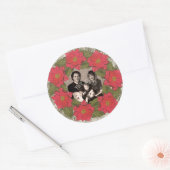 Persoonlijke foto Waterverf Poinsettia Wreath Ronde Sticker (Envelop)