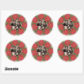 Persoonlijke foto Waterverf Poinsettia Wreath Ronde Sticker (Vel)