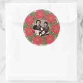 Persoonlijke foto Waterverf Poinsettia Wreath Ronde Sticker (Tas)