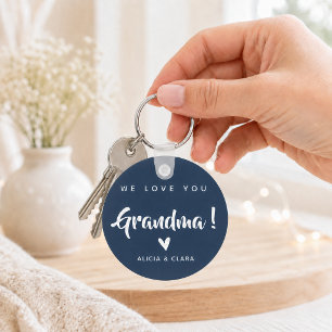 Persoonlijke foto WE LOVE YOU OMA in Navy Sleutelhanger