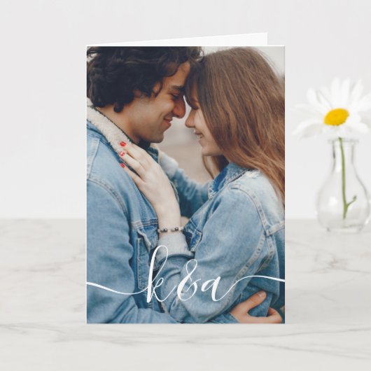 Persoonlijke foto wenskaart met monogram kaart (Kleine Plant)